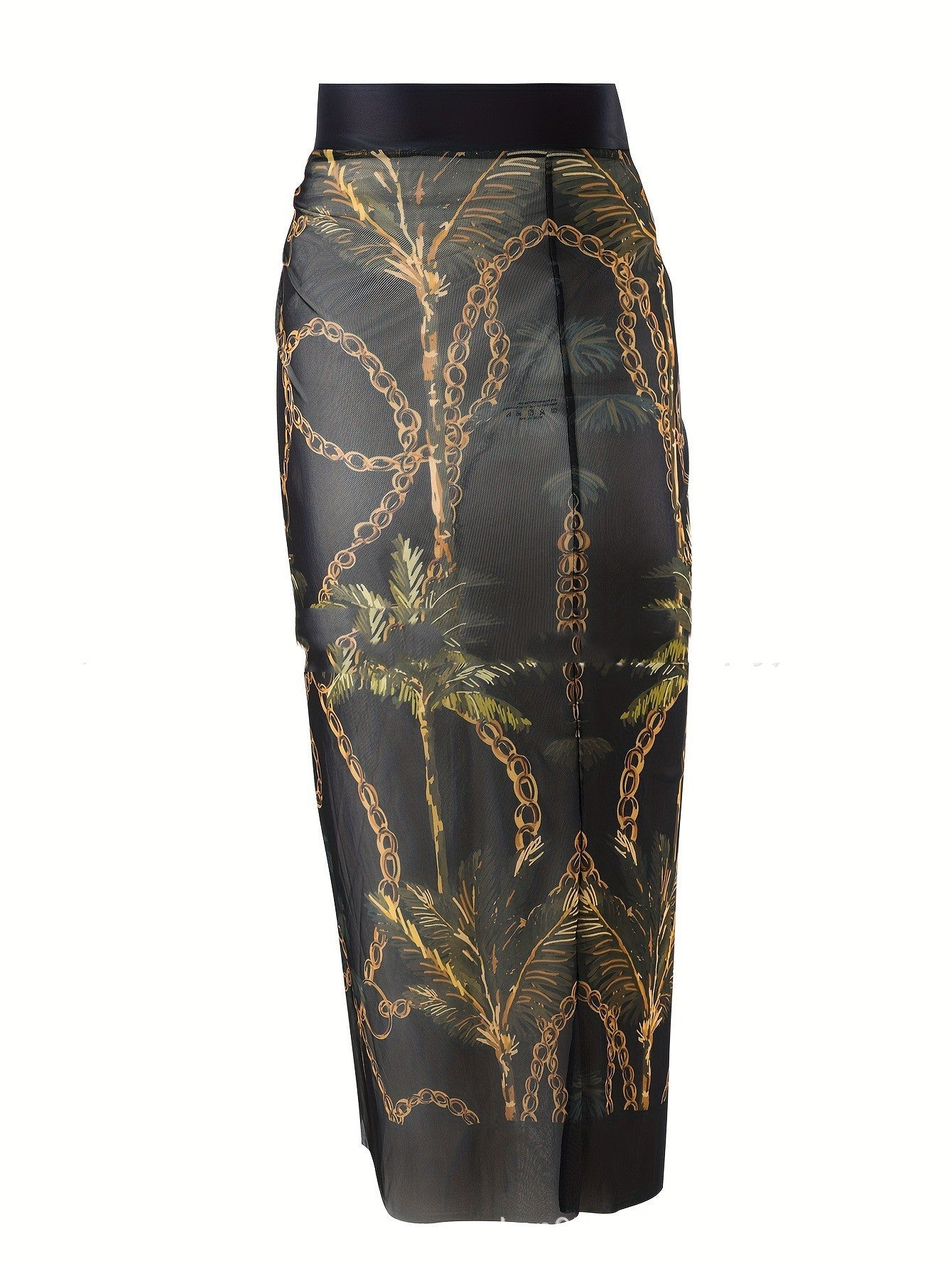 Black Coconut Tree Chain Print Sleeveless