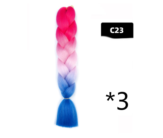 Color Big Braid African Chemical Fiber High Temperature Silk Wig Gradient