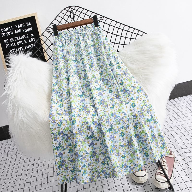 Summer New Plus Size High Waist Chiffon Big Swing Midi Dress