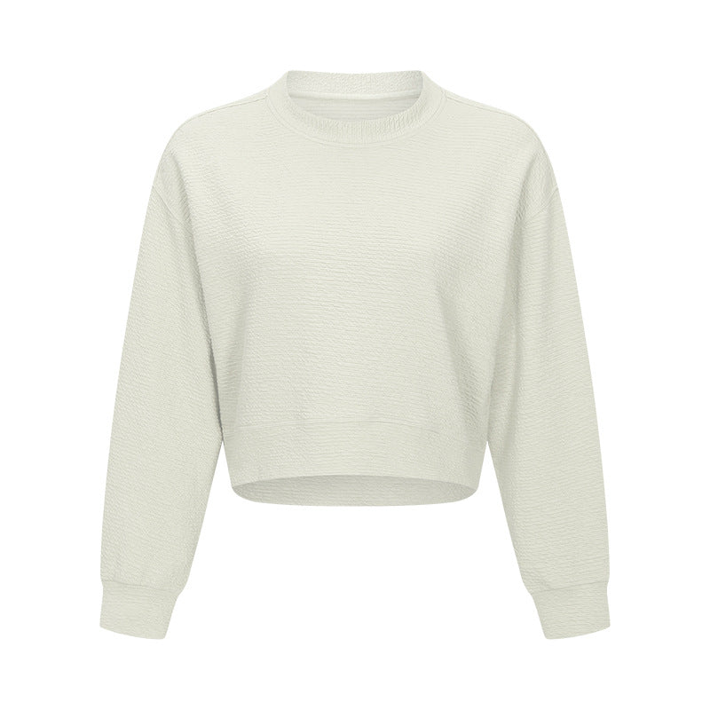 Strikket kort pullover løs yogatrøje