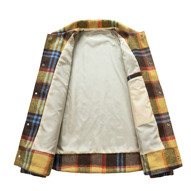 Color-Block Houndstooth Plus-Size Shirt Jacket