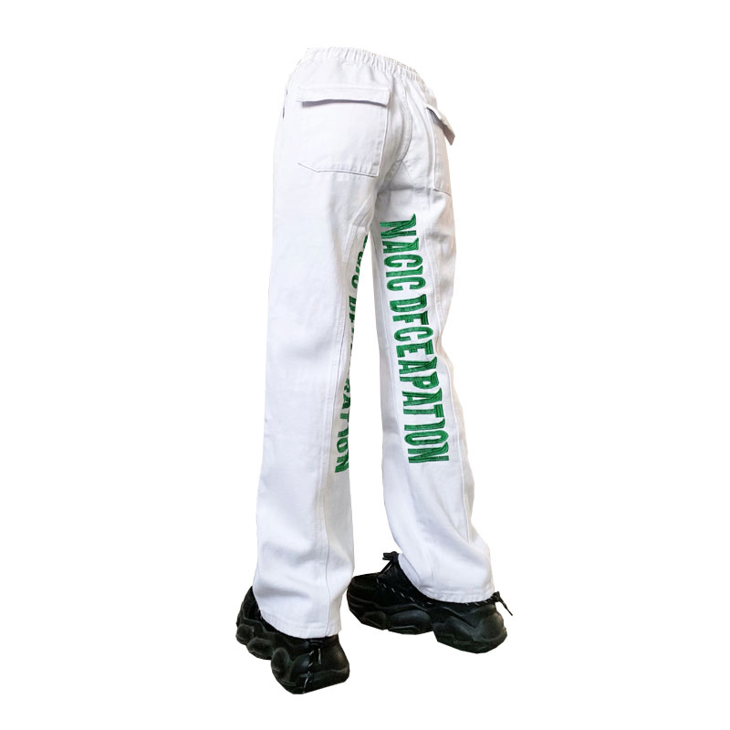 Vintage sommerfugl klistret stofbroderi jeans lige ben vidde bukser