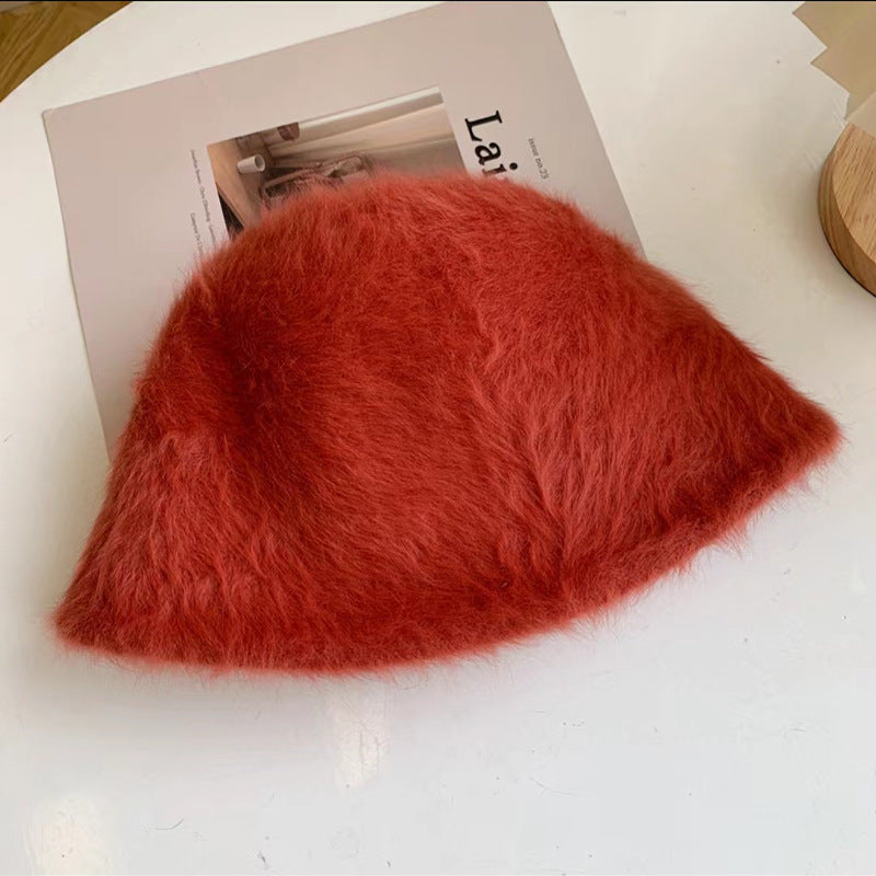 Cute Fluffy Rabbit Hair Fisherman Hat