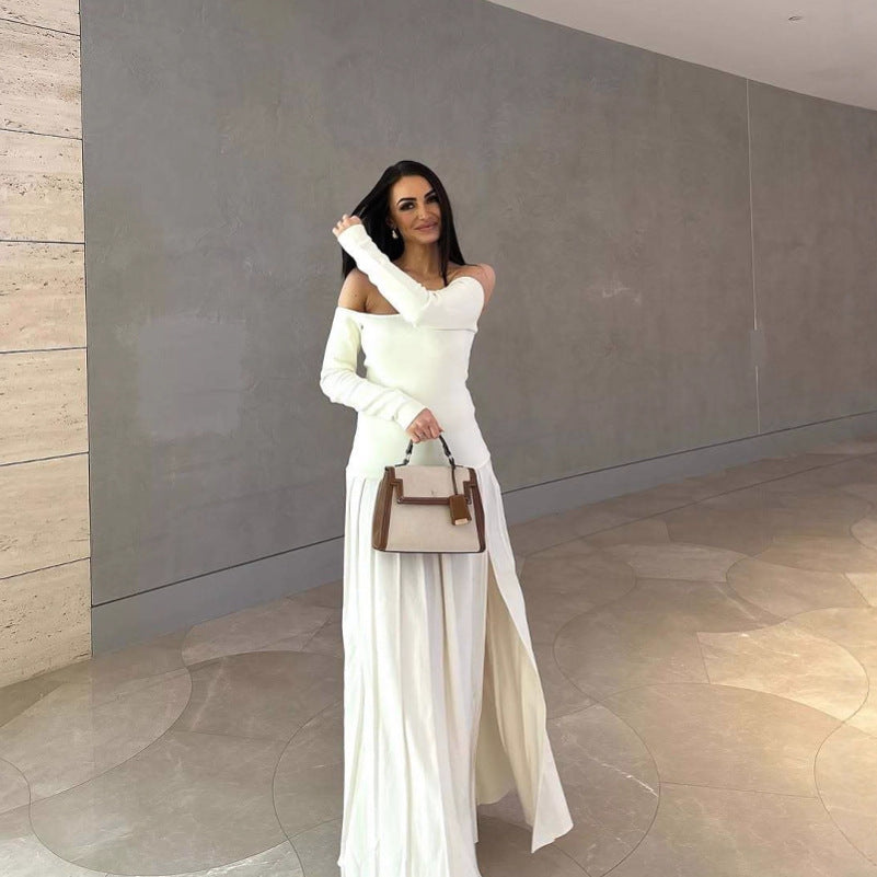 Seamless Off-shoulder European And American-style Dress For Women