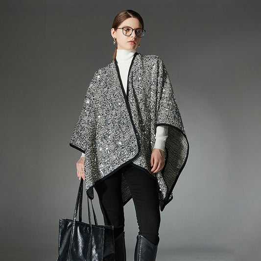 New Women's Fashion Silver Paillette Shawl