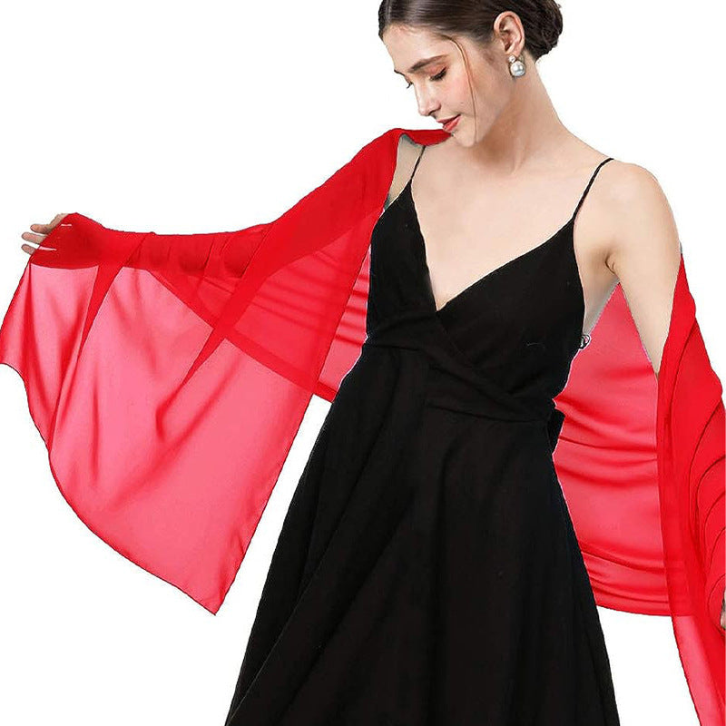 Long Thin Chiffon Shawl Scarf Dual-use