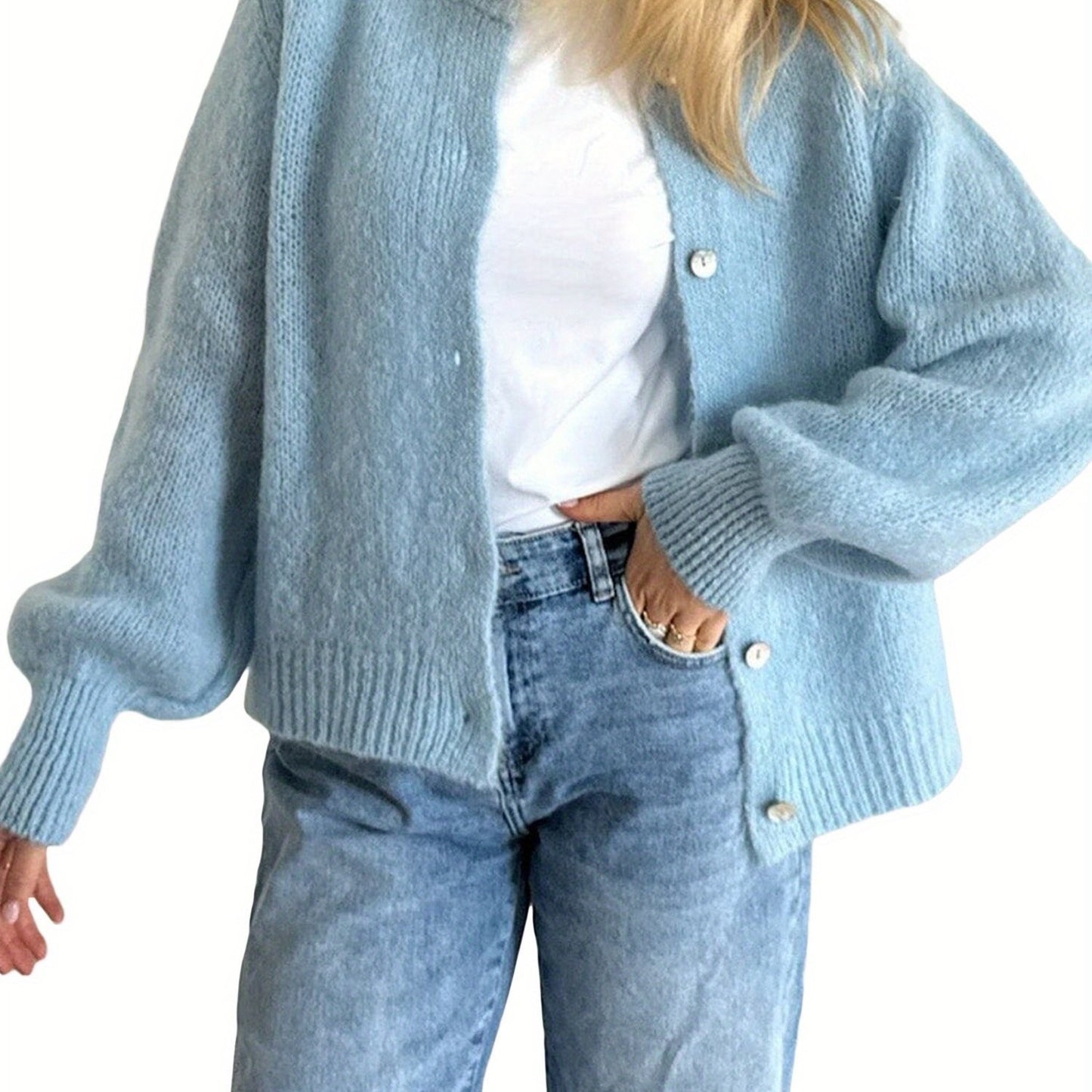 Round Neck Single-breasted Cardigan Women's Sweater