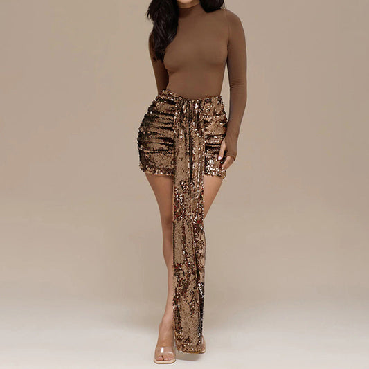 Womens Spliced Mini Casual Set With Skirt