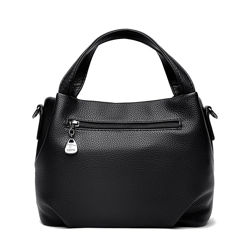 Solid-color High-capacity Versatile Tote Bag With A Textured Lychee Pattern