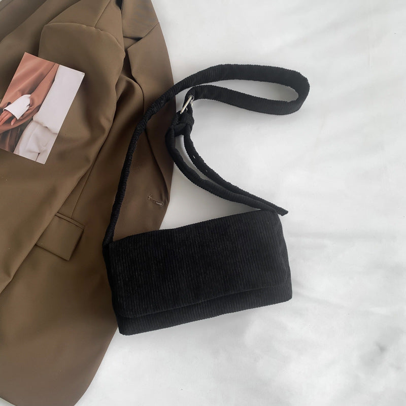 Solid Color Simple Corduroy Casual Bag