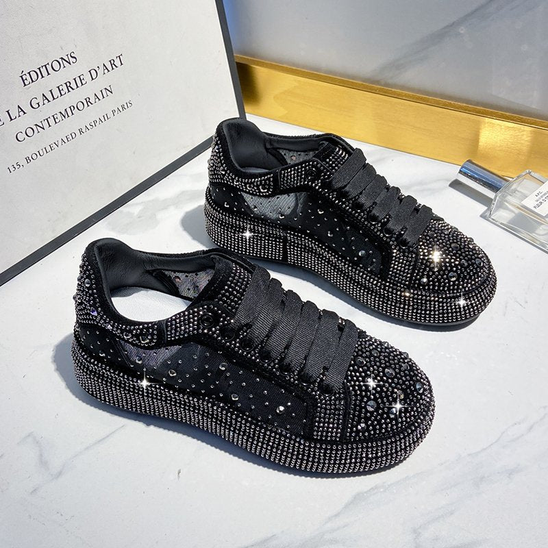 New Style Rhinestone Lace-up Breathable Casual Sneakers