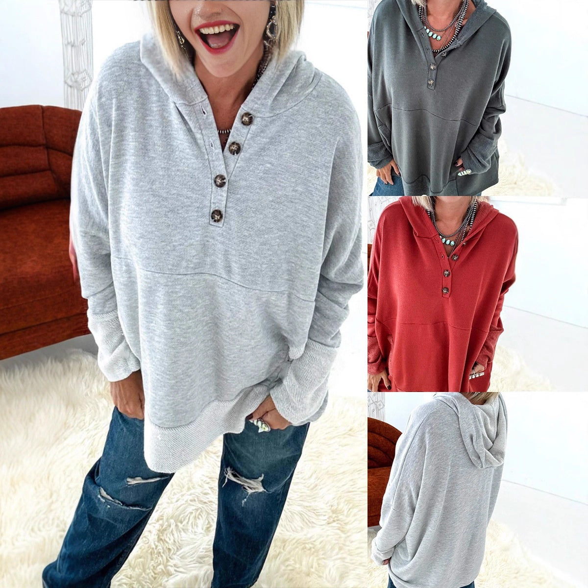 Dame Hættetrøje Løs Top Sweater