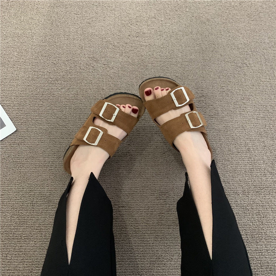 One-foot Round-toed Thick-soled Slippers Women's Outer Wear Popular In Summer