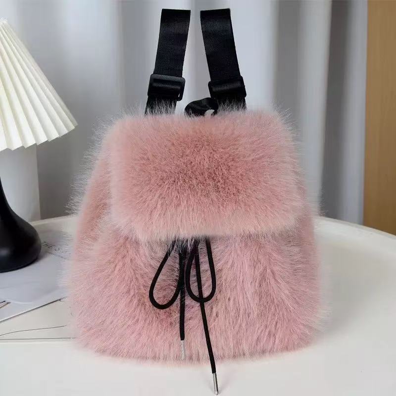 Womens Plush Bag High-capacity Versatile Backpack