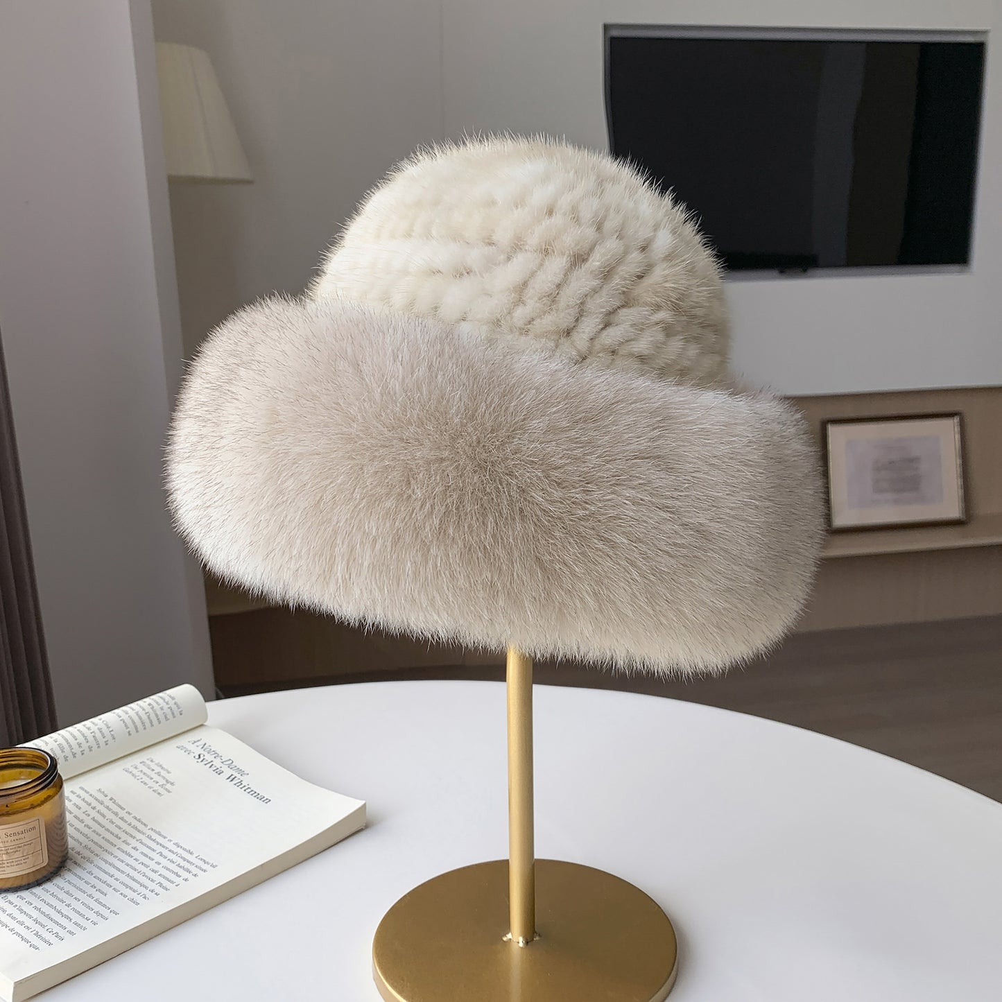 Winter Fashion Warm Bucket Hat Made From Mink Fur