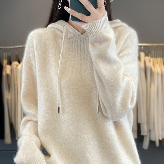 Stylish Womens Knitted Pullover With A Hood