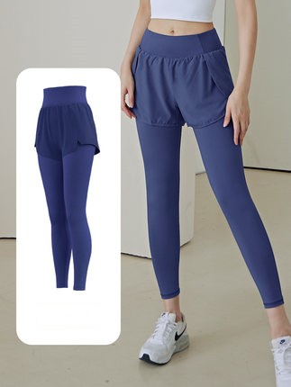 Yoga Pants Women's High Waist Buttock Lifting Fake Two-piece Sports Suit Quick Dry