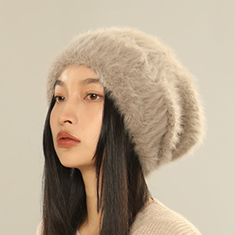 White Big Head Circumference Knitted Huge Woolen Hat