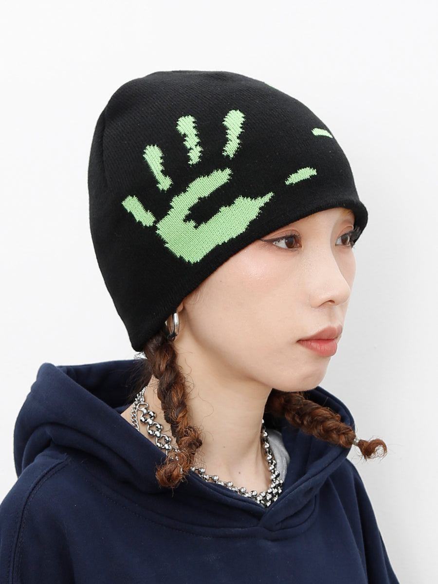 Autumn And Winter Green Palm Earflaps Woolen Hat