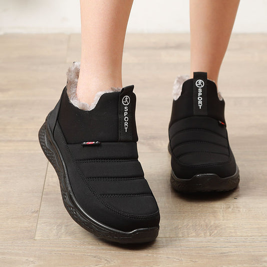 Winter Cotton Boots Old Beijing Cloth Shoes Fleece Lined Padded Warm Keeping Middle-aged And Elderly Large Size Flat Bottom Non-slip