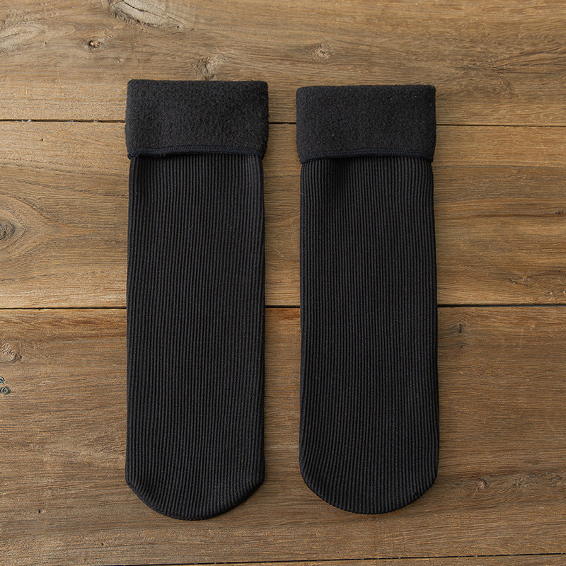 Wool Thickened Women's Medium Tube Solid Color Socks