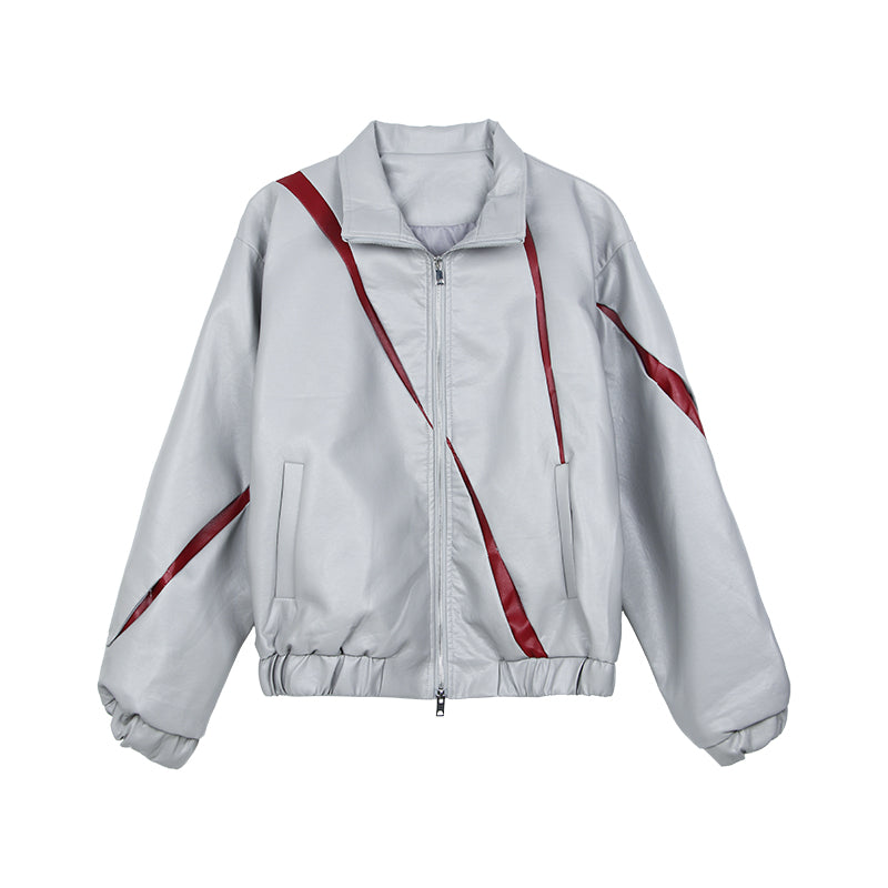 Niche Split Deconstruction Design Contrast Color Stand Collar Jacket