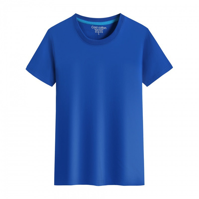 Herre- og dame-ensfarvet bomulds-T-shirt med rund hals til sommer