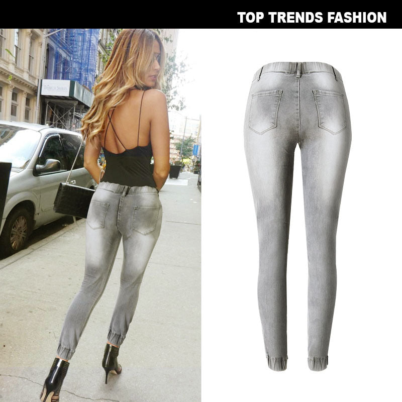 Stretch Jogging Casual Gray Plus Size Women's Pants