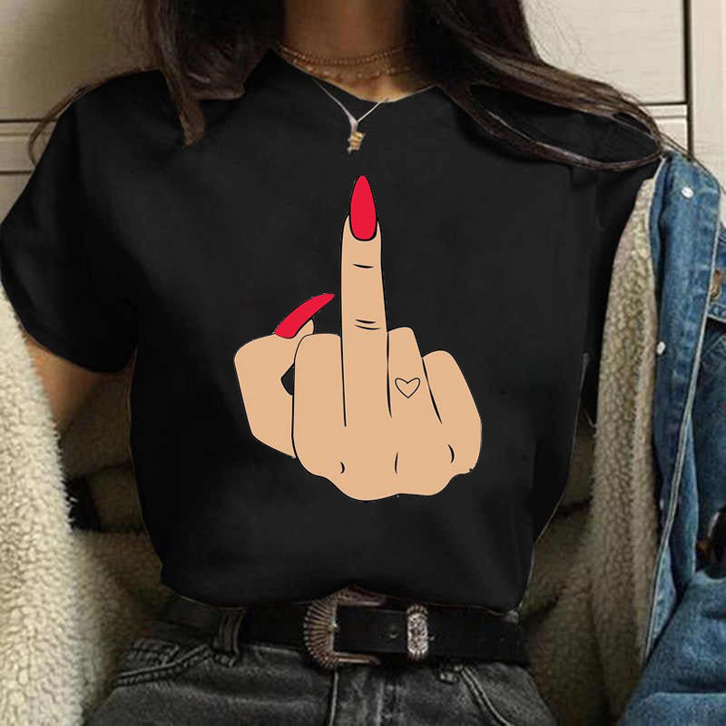 Halværmet Trendy Vintage Print Kortærmet Dame
