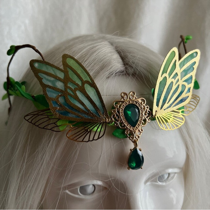 Mori Fairy Style Green Butterfly Wings Headband Elf Headband