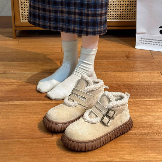 New British Style Ultra Thick Fleece Lined Womens Snow Boots