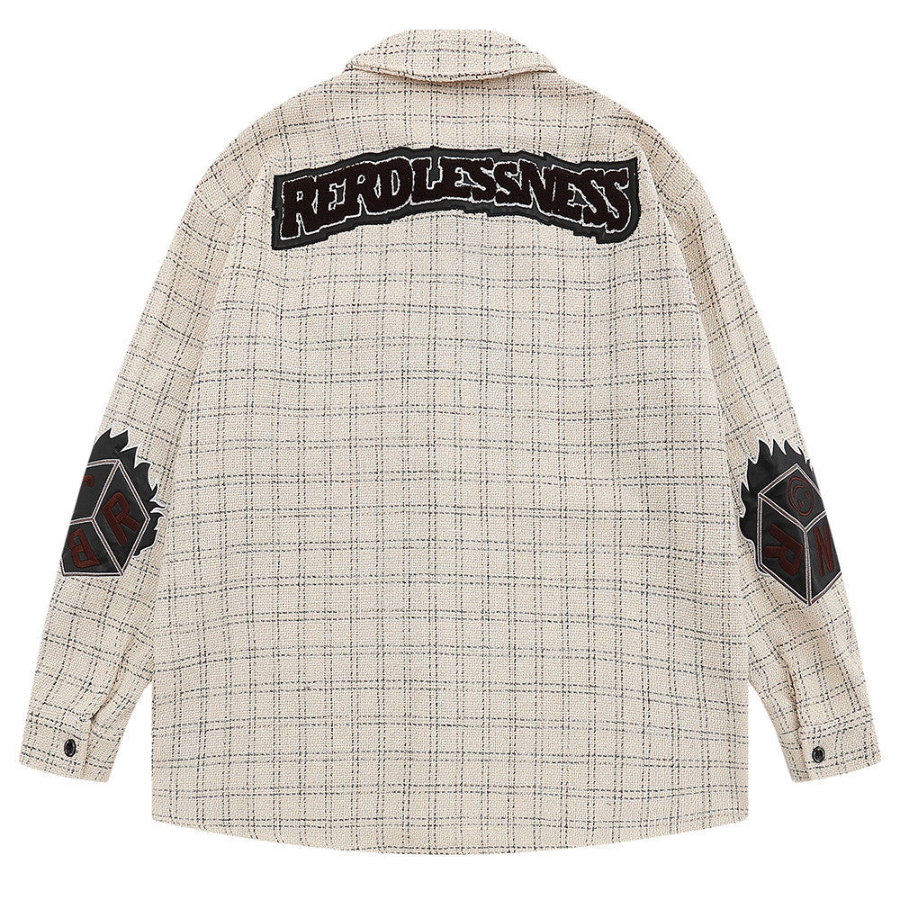 Patch Embroidered Letters Long Sleeve Shirt
