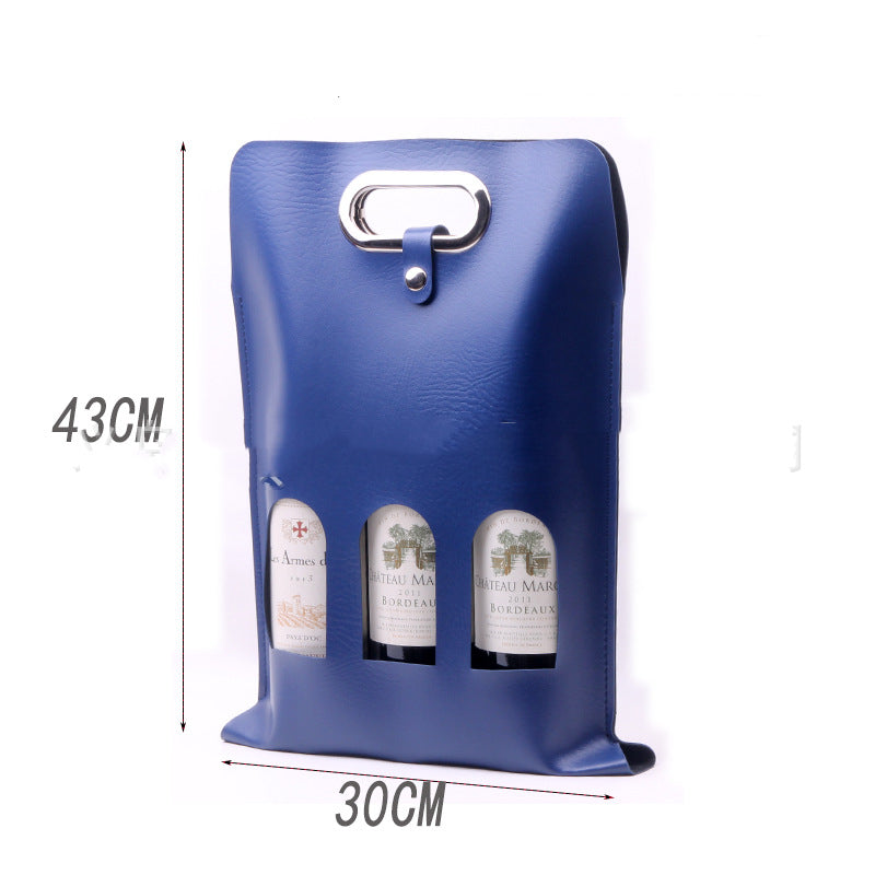 Three Red Wine Box PU Leather Carry Bag