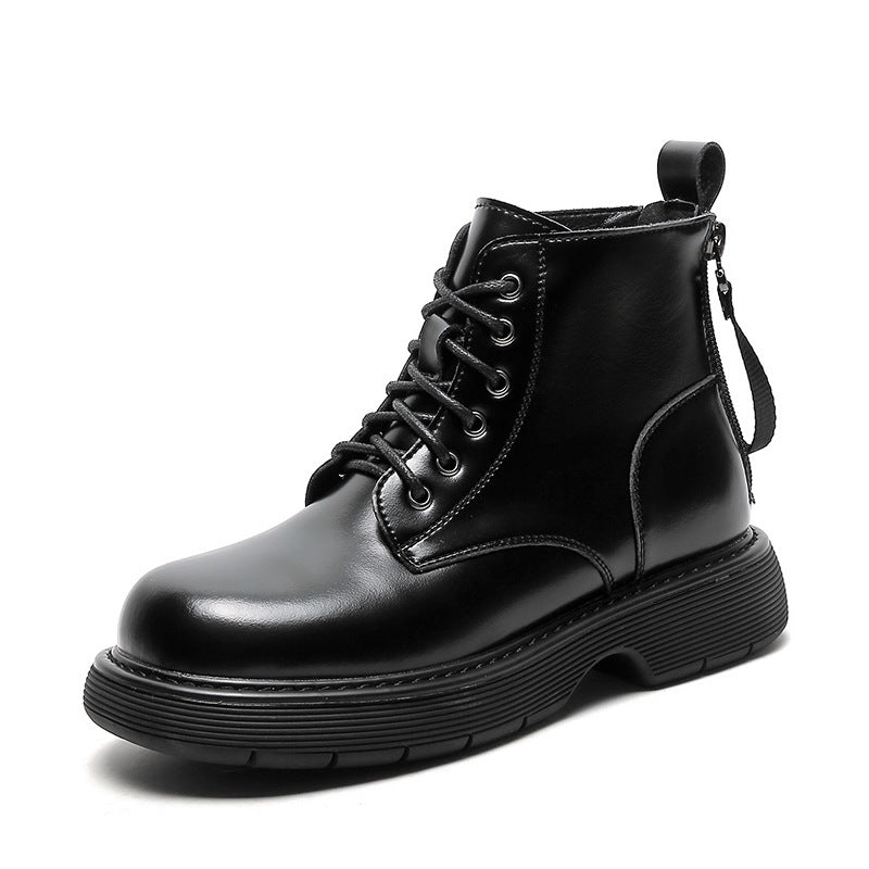 Women's Thick Sole Black Short Martin Boots