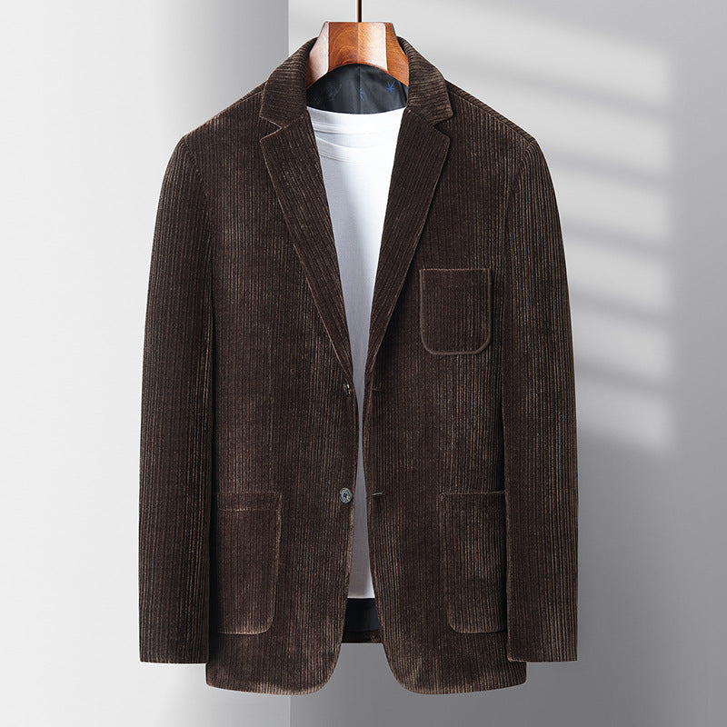 Men's Button-Front Slim-Fit Fashion Corduroy Blazer