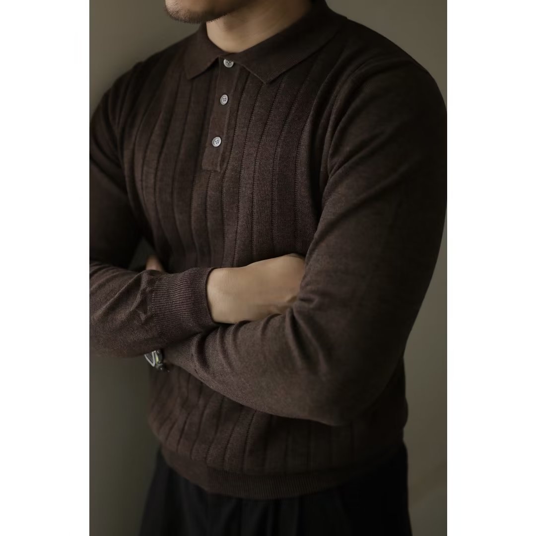 Lapel Long Sleeve Polo Shirt Casual Sweater