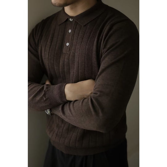 Lapel Long Sleeve Polo Shirt Casual Sweater