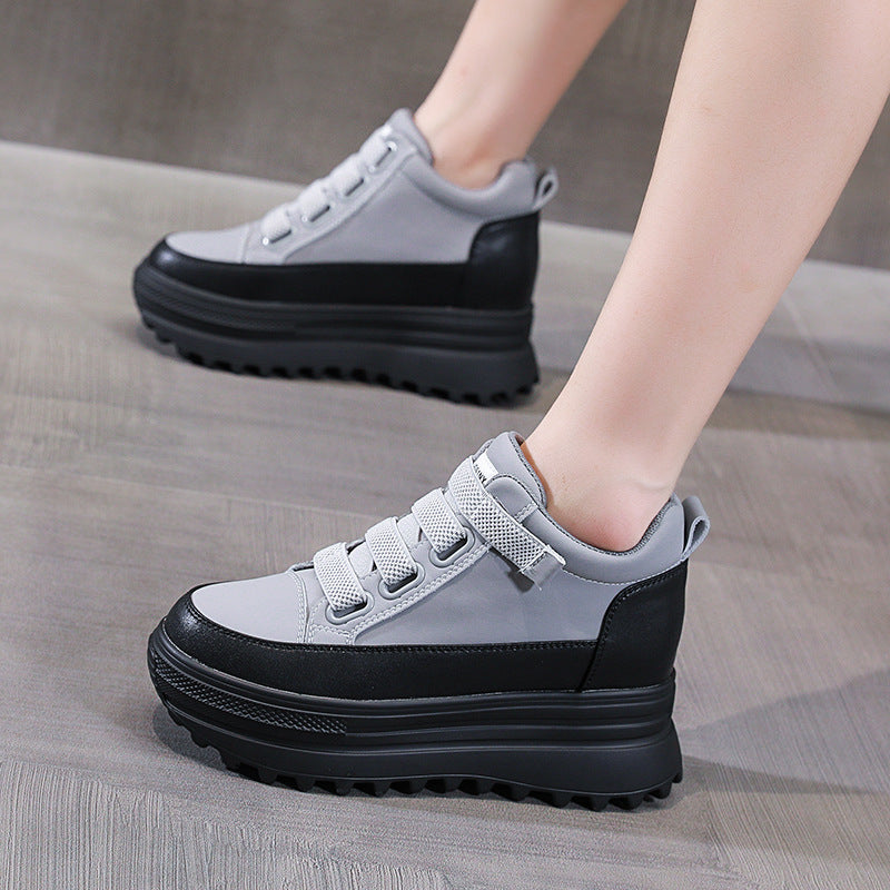 High-top Women's Fleece Leather Fashion Casual Platform Shoes