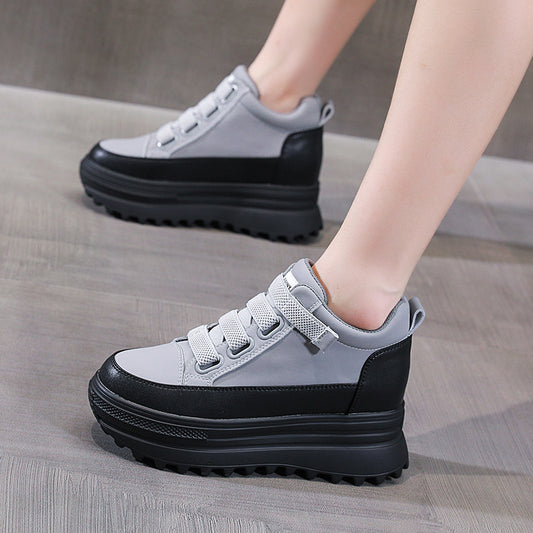 High-top Women's Fleece Leather Fashion Casual Platform Shoes