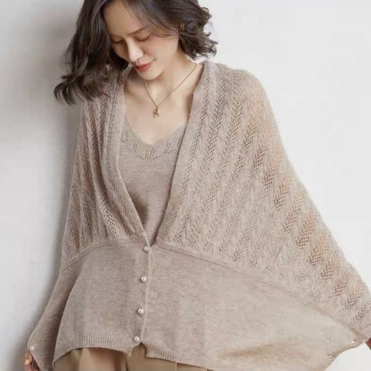 Womens Knitted Cardigan Shawl With Pearl Buttonskeeps You Warm And Doubles As A Scarf