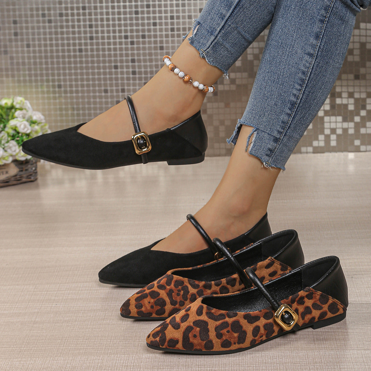 Large Size Flat Bottom Casual Suede Work Shoes Women