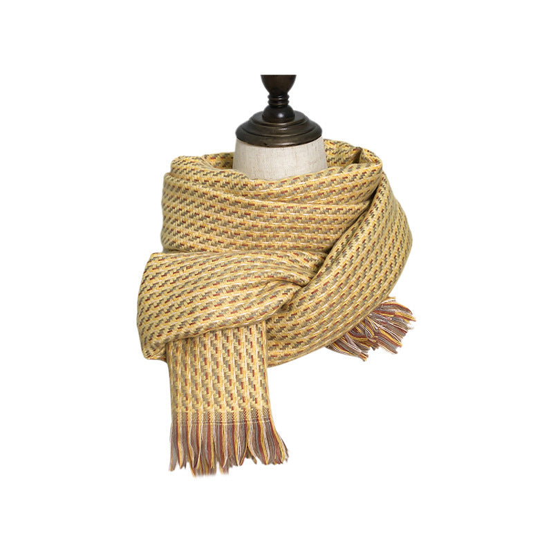 European And American Cashmere Warm Tassel Shawl Thickened Scarf
