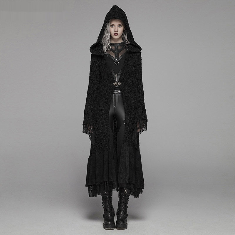 Steampunk Knit Slim Fit Hooded Lace Tassel Sweater Cardigan Dress