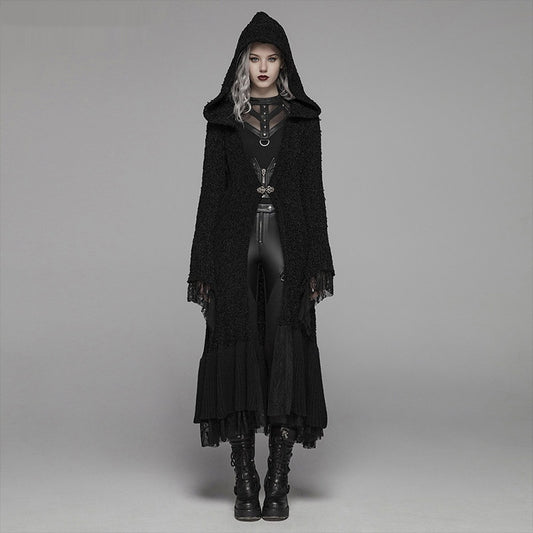 Steampunk Knit Slim Fit Hooded Lace Tassel Sweater Cardigan Dress