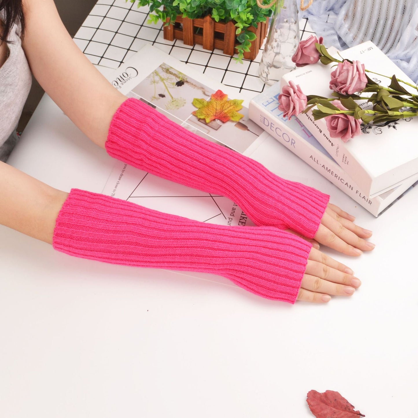 Sleeves Korean Knitted Women's Thermal Insulation