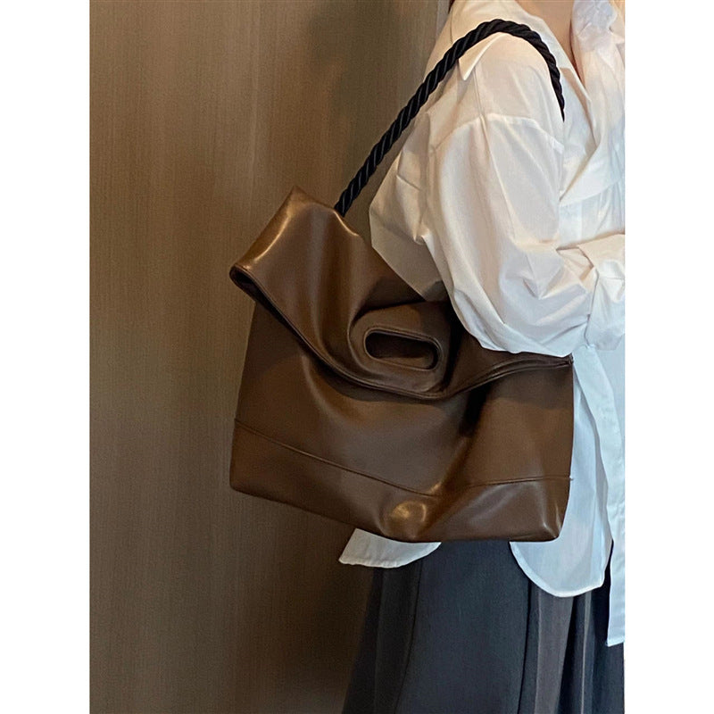 Autumn And Winter Minimalist Style Large Tote Bag Personality Glossy Niche