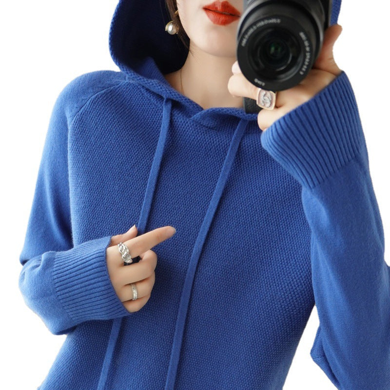 Thick Sweater Base Layer Coat Top Hooded Wool Knit Sweater