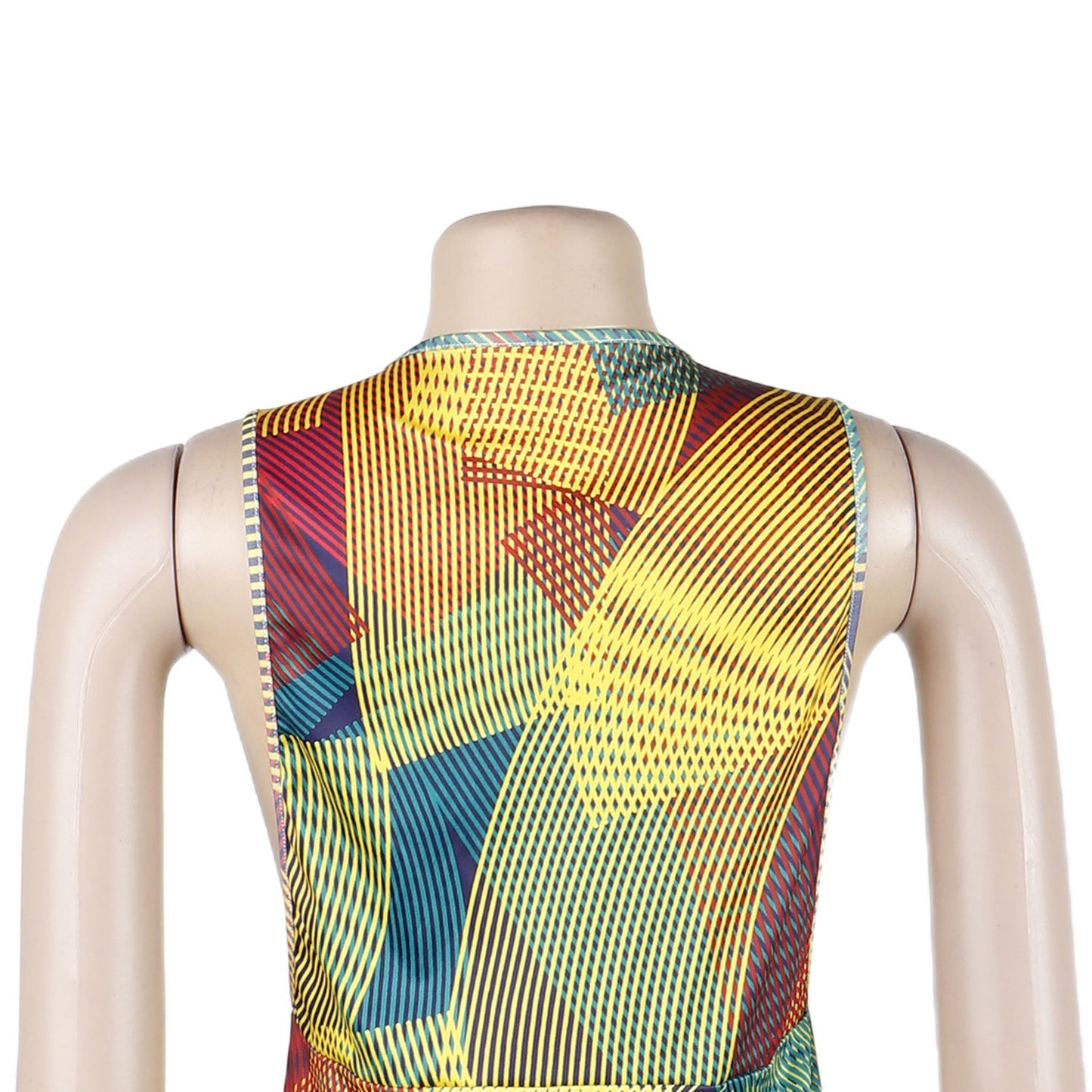 European And American Sexy Deep V Stripe Digital Printing One-piece Nightclub Uniforms