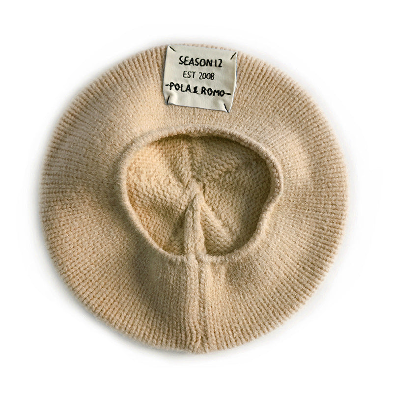 Comfortable Beret Wool Art Cloth Label Embroidered Letters Casual