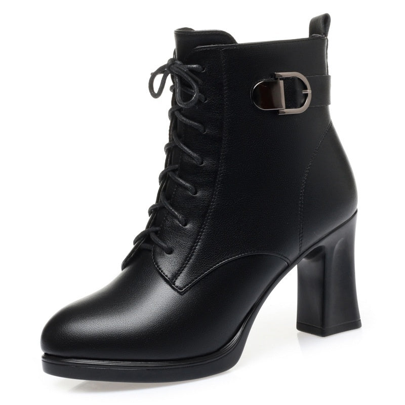 Cotton Shoes Middle Help Plus Velvet High Heel Warm